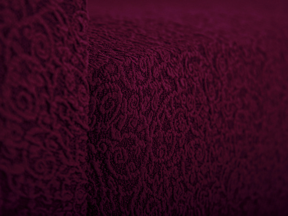 Чехол на трёхместный диван без оборки Venera "Жаккард", цвет бордовый фото 4