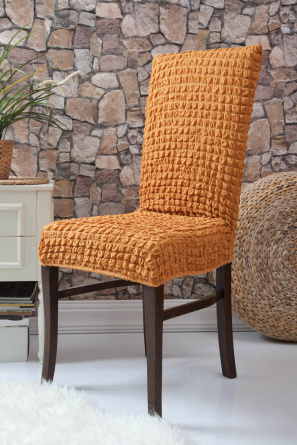 Чехол на стул без оборки Venera, цвет оранжевый, 1 предмет фото 1