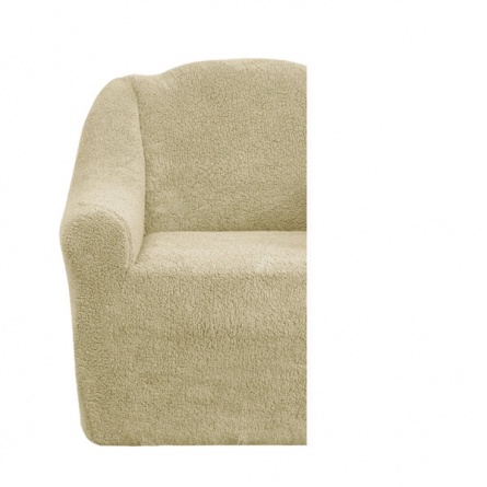 Комплект чехлов на трехместный диван и два кресла плюшевый Venera, цвет светло-бежевый фото 3