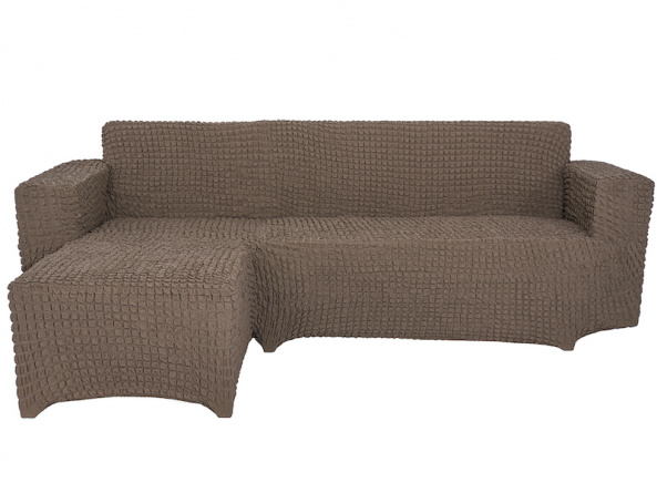 Чехол на угловой диван с оттоманкой CONCORDIA, выступ справа, цвет коричневый фото 9