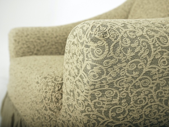 Комплект чехлов на трехместный диван и кресла Venera "Жаккард", цвет светло-бежевый, 3 предмета фото 5