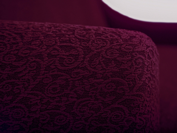 Чехол на угловой диван с оборкой Venera "Жаккард", цвет бордовый фото 5
