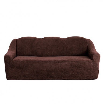 Комплект чехлов на трехместный диван и два кресла плюшевый Venera, цвет темно-коричневый фото 2