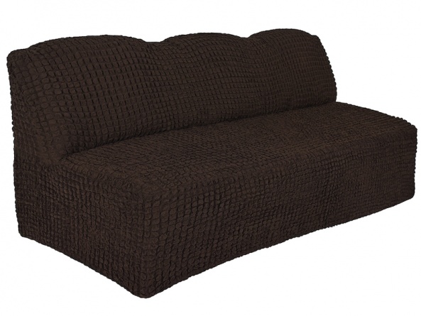 Чехол на трехместный диван без подлокотников и оборки Venera, цвет тёмно-коричневый фото 2