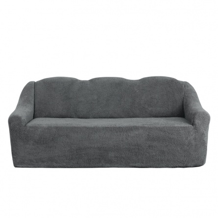 Чехол на трёхместный диван плюшевый Venera, цвет темно-серый фото 3