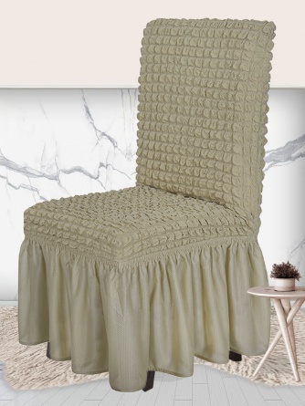 Чехол на стул с оборкой Venera, цвет светло-бежевый, 1 предмет фото 8