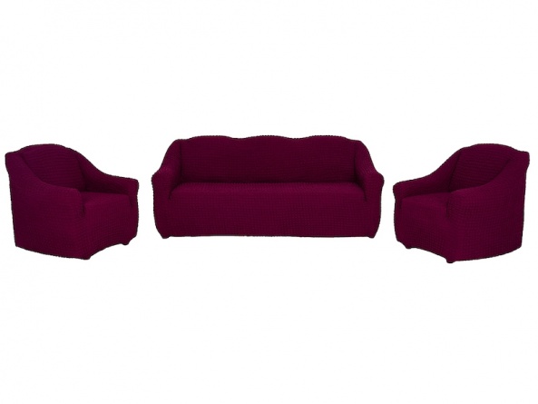 Комплект чехлов на диван и кресла без оборки Concordia, цвет бордовый, 3 предмета фото 8