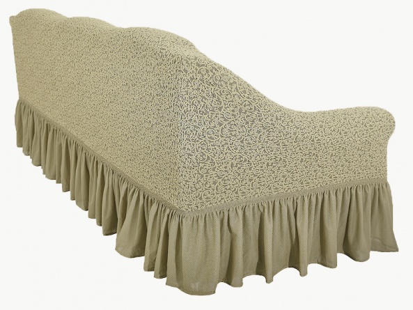Чехол на трёхместный диван с оборкой Venera "Жаккард", цвет светло-бежевый фото 3