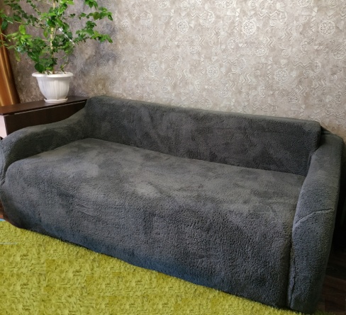 Чехол на двухместный диван плюшевый Venera, цвет темно-серый фото 2