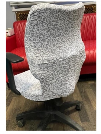 Чехол на стул без оборки Venera "Жаккард", цвет белый, 1 предмет фото 9