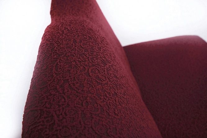 Чехол на трёхместный диван с оборкой Venera "Жаккард", цвет бордовый фото 8