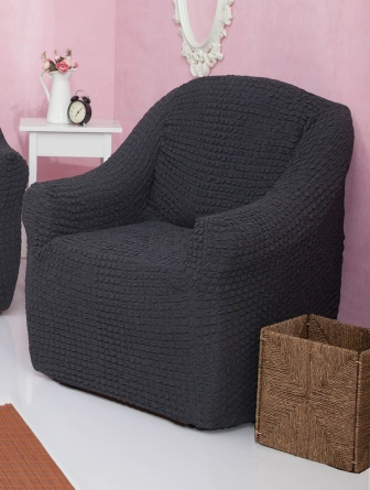 Комплект чехлов на диван и кресла без оборки Concordia, цвет темно-серый, 3 предмета фото 5