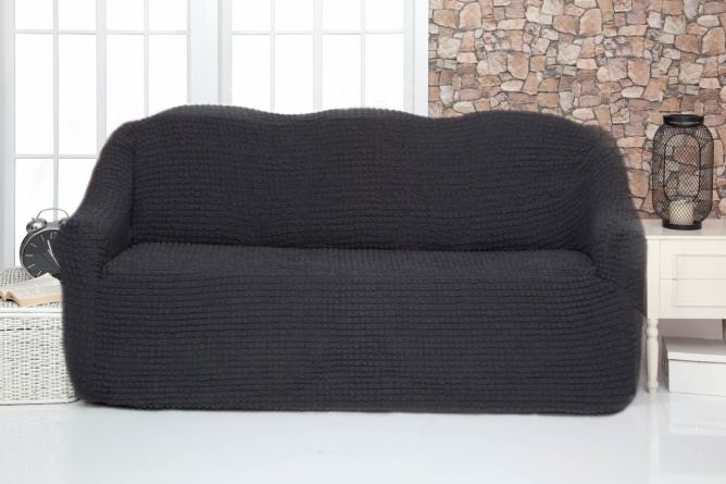 Чехол на трехместный диван без оборки CONCORDIA, цвет тёмно-серый фото 2