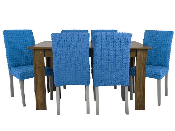 Чехлы на стулья без оборки Venera, цвет синий, комплект 6 штук фото 1