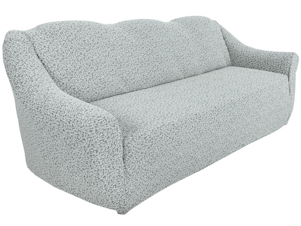 Чехол на трёхместный диван без оборки Venera "Жаккард", цвет слоновая кость фото 5