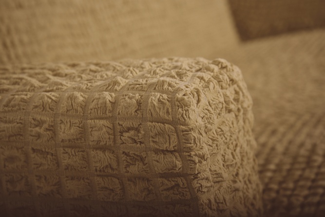 Чехол на угловой диван с оттоманкой CONCORDIA, выступ справа, цвет светло-коричневый фото 4