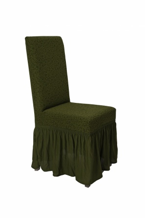 Чехлы на стулья с оборкой Venera "Жаккард", цвет зёленый, комплект 6 штук фото 2