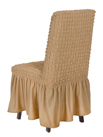 Чехол на стул с оборкой Venera, цвет светло-коричневый, 1 предмет фото 2