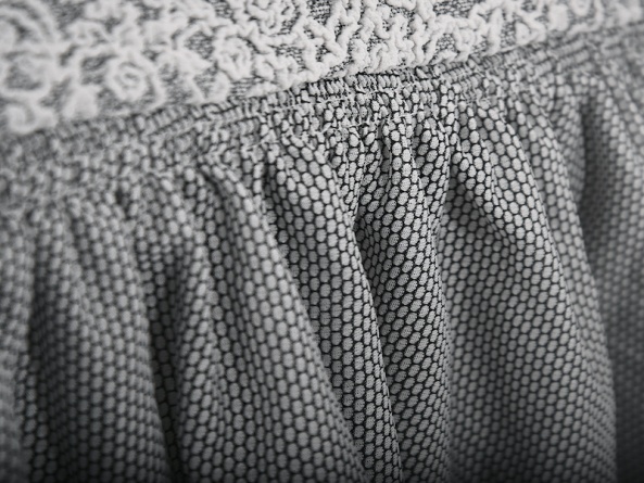 Чехол на трёхместный диван с оборкой Venera "Жаккард", цвет светло-серый фото 7