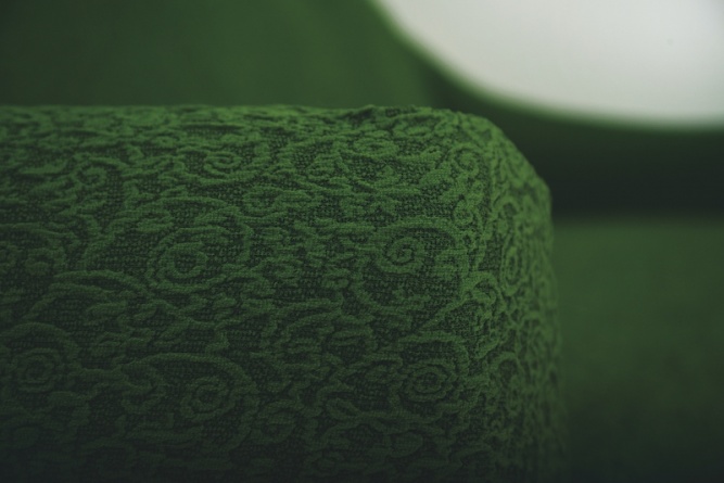 Чехол на трёхместный диван с оборкой Venera "Жаккард", цвет зелёный фото 7