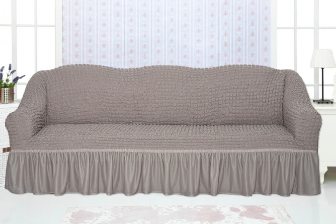 Чехол на трехместный диван с оборкой CONCORDIA, цвет какао фото 1