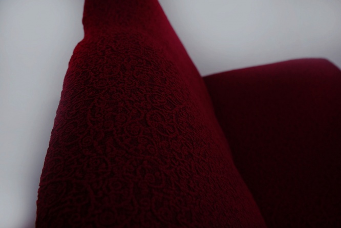 Чехол на трёхместный диван без подлокотников Venera, жаккард, цвет бордовый фото 4