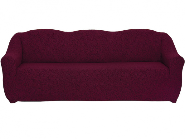 Чехол на трёхместный диван без оборки Venera "Жаккард", цвет бордовый фото 2