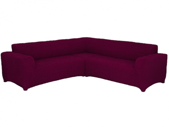 Чехол на угловой диван без оборки Concordia, цвет бордовый фото 6