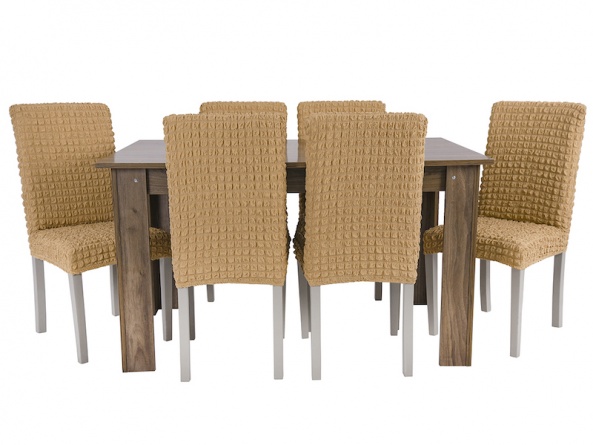 Чехлы на стулья без оборки Venera, цвет светло-коричневый, комплект 6 штук фото 1