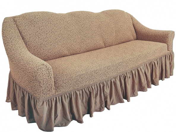 Комплект чехлов на трехместный диван и кресла Venera "Жаккард", цвет бежевый, 3 предмета фото 9
