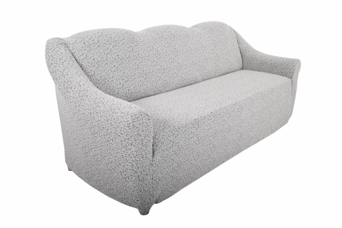Чехол на трёхместный диван без оборки Venera "Жаккард", цвет светло-серый фото 7