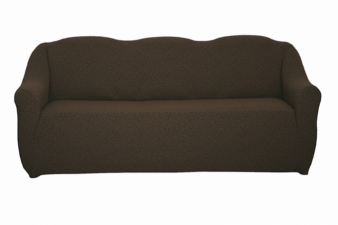 Чехол на трёхместный диван без оборки Venera "Жаккард", цвет коричневый фото 1
