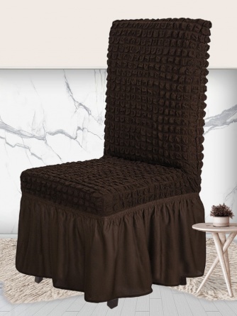 Чехол на стул с оборкой Venera, цвет темно-коричневый, 1 предмет фото 7