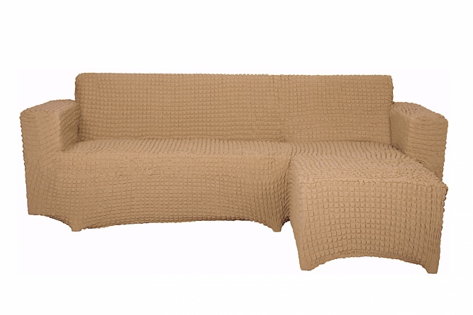 Чехол на угловой диван с оттоманкой CONCORDIA, выступ слева, цвет светло-коричневый фото 1