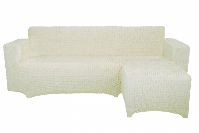 Чехол на угловой диван с оттоманкой CONCORDIA, выступ слева, цвет шампань фото 1