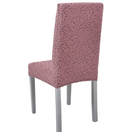 Чехол на стул без оборки Venera "Жаккард", цвет пудровый, 1 предмет фото 2