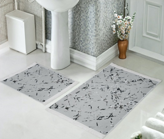 Набор ковриков для ванной и туалета Venera, 60x100/50x60 см, серый фото 1