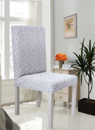 Чехол на стул без оборки Venera "Жаккард", цвет светло-серый, 1 предмет фото 1