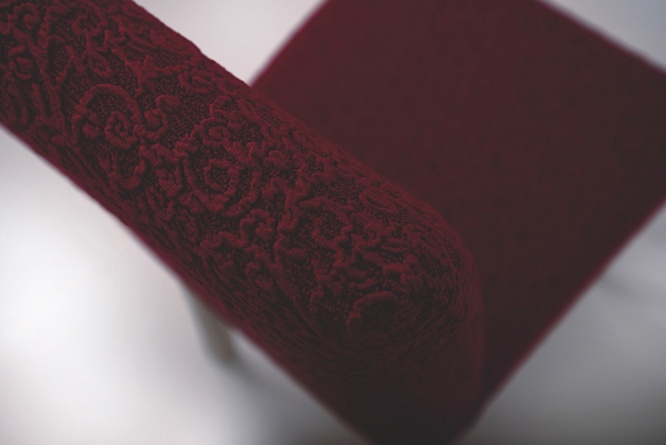 Чехол на стул без оборки Venera "Жаккард", цвет бордовый, 1 предмет фото 6