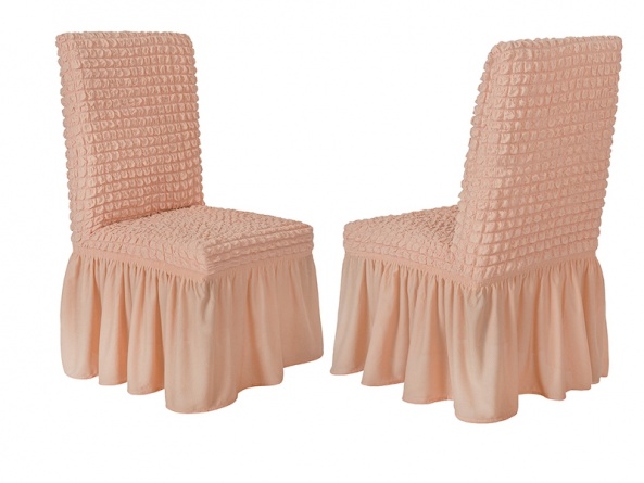 Чехлы на стулья с оборкой Venera, цвет персиковый, комплект 6 штук фото 2