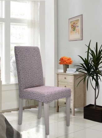 Чехол на стул без оборки Venera "Жаккард", цвет серо-бежевый, 1 предмет фото 1