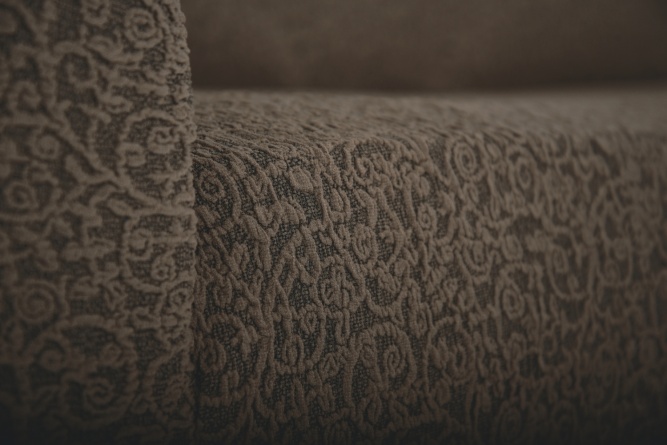 Чехол на трёхместный диван без оборки Venera "Жаккард", цвет коричневый фото 6