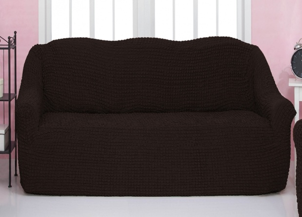 Чехол на трехместный диван без оборки Concordia, цвет тёмно-коричневый фото 1