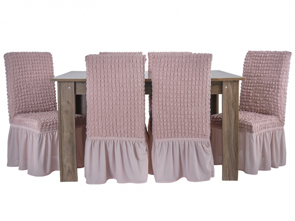 Чехлы на стулья с оборкой Venera, цвет розовый, комплект 6 штук фото 1