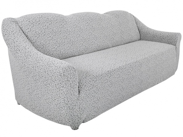 Чехол на трёхместный диван без оборки Venera "Жаккард", цвет светло-серый фото 7