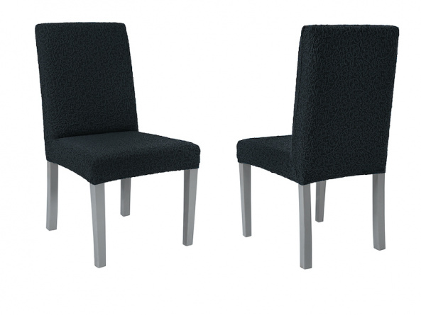 Чехлы на стулья без оборки Venera "Жаккард", цвет темно-серый, комплект 4 штуки фото 1