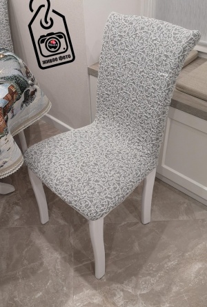 Чехлы на стулья без оборки Venera "Жаккард", цвет светло-серый, комплект 4 штуки фото 9