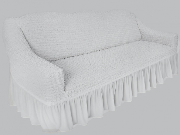 Чехол на трехместный диван с оборкой Concordia, цвет белый фото 6