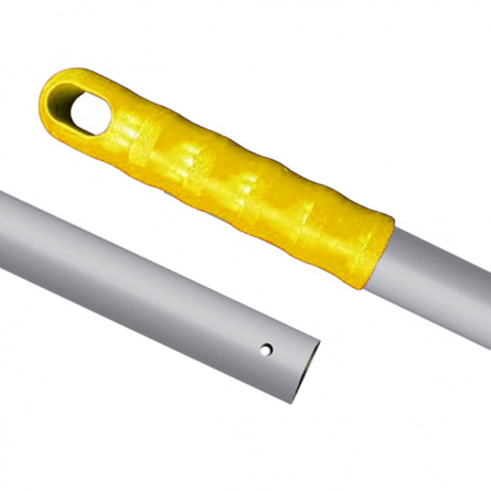 Ручка для держателя мопов без резьбы, 140 см, d=22 мм, алюминий, жёлтый, кольцо фото 2