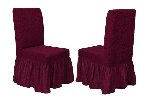 Чехол на стул с оборкой Venera "Жаккард", цвет бордовый, 1 предмет фото 5